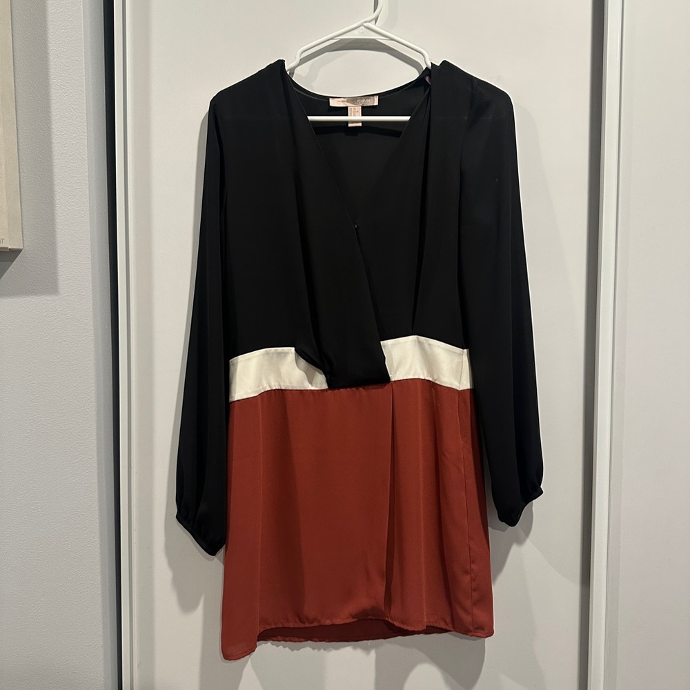 Forever 21 Black and Rust Colorblock Blouse